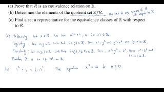 Equivalence Relations Classes and Representatives Superquiz 2 Problem 14 [upl. by Feingold]