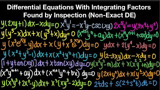 Differential Equations With Integrating Factors Found By Inspection NonExact DE Part 1 [upl. by Culbertson]