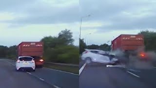 Teen Driving 100 MPH Crashes into Truck [upl. by Ettedranreb564]