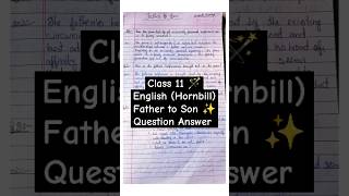 Father to Son Class 11 English Question AnswerHornbill english students shorts ytshorts [upl. by Niccolo47]