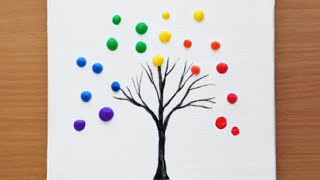 Rainbow Tree  Acrylic Painting for Beginners 42  How to paint a Simple Acrylic Painting [upl. by Aynwat]