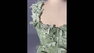 Stunning Sage Green Butterfly Lace Prom Dresses 2024 Split Front Formal Dresses [upl. by Adnuhsal]