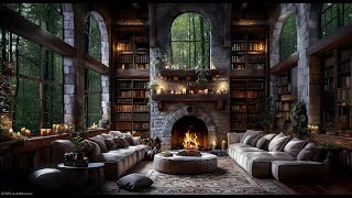 🌧️ Thunderstorm with Rain Crackling Fireplace amp Sleeping Atmosphere in a Cozy Haus [upl. by Howenstein]