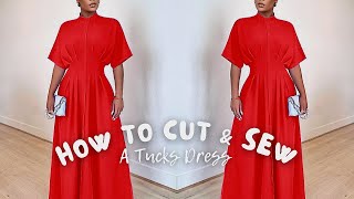 How to Sew a Tucks Cinched Waist Dress  VERY DETAILED [upl. by Orianna]