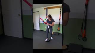 Post concussion rehab Balance test focusing on red while moving through an arc motion hecostix [upl. by Eirellav]