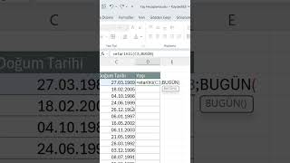 Excel’de Yaş Hesaplama excel exceltips exceldersleri microsoft [upl. by Delilah]
