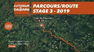 Parcours  Étape 3  Critérium du Dauphiné 2019 [upl. by Naillik]