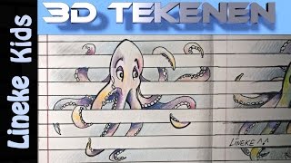 3D tekening INKTVIS of OCTOPUS tekenen makkelijk voor beginners [upl. by Anatole]