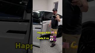 Tesla X vs 🇺🇸n🇯🇵eggplant n July 4th special funny tesla teslamodelx automobile newcar [upl. by Gibbie]