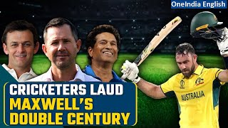 Glenn Maxwell hits recordbreaking doublecentury cricketers react  World Cup 2023  Oneindia News [upl. by Aiciram792]