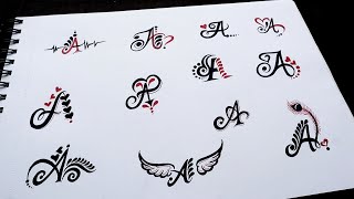 E1 How to make different types of A letter tattoo designs [upl. by Noman469]