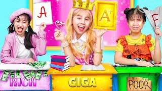 Rich Vs Broke Vs Giga Rich Student At School  Funny Stories About Baby Doll Family [upl. by Aihtekal]