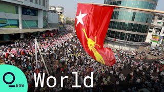 Myanmar Anti Coup Protesters Defy Military Flood Streets After Two Shot Dead [upl. by Ettevram]