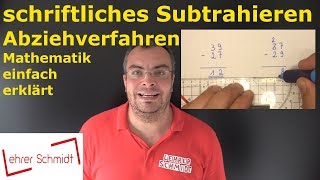 Schriftliches Subtrahieren mit dem Abziehverfahren  Mathematik  Lehrerschmidt [upl. by Gnex]