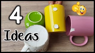 4 LINDAS IDEAS CON TAZAS ROTAS  Manualidades con reciclaje  Crafts with broken cups [upl. by Okikuy]