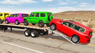 Flatbed Truck Mcqueen  Transportation with Truck  Pothole vs Car 188  BeamNGDrive [upl. by Mcnamee]