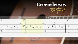 Greensleeves  Traditional  Lesson Fingerstyle Guitar TAB amp Chords [upl. by Ttimme]