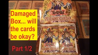 Opening a DAMAGED Yugioh Pharaonic Guardian booster box 12  are the cards okay [upl. by Oba]