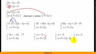 Metoda podstawiania  Rozwiąż układ równań  Matfiz24pl [upl. by Aeneg496]