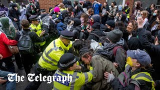 ProPalestinian demonstrators clash with police in central London [upl. by Anad]