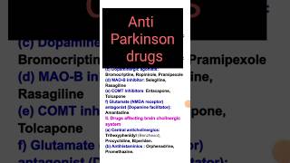 Antiparkinson drugs  Classification of anti Parkinsons medicine  pharmacy [upl. by Sido]