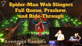 Full Web Slingers A SpiderMan Adventure RideThrough Queue and Preshow POV in Avengers Campus [upl. by Natal]