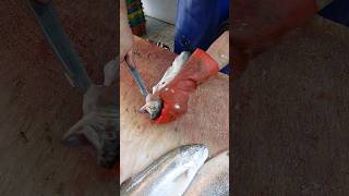 Cleaning and filleting trout at the fish market fish [upl. by Ahsilek]