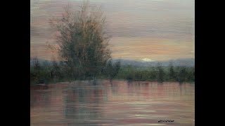 How to paint a tonalist sunset river scene Acrylic painting demonstration Tonalism [upl. by Ellehcear494]