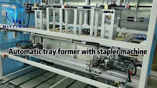 Automatic tray former with stapler machine Tray forming and stapling machine [upl. by Asselam]