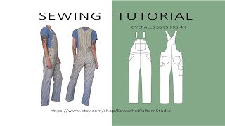 How to sew Overalls tutorial  PDF Pattern [upl. by Serica]