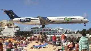 Amazing Plane landing and takeoff footage at Maho Beach St Maarten [upl. by Tommie]