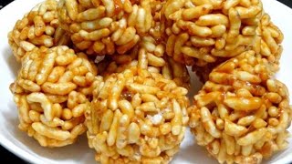 Puffed Rice Laddu  Murmura laddu  Tasty and sweet laddu [upl. by Anawik]