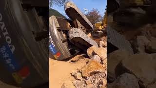 Excavator rollover accident excavator dangerousdriving hitachiexcavator [upl. by Feledy]