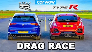 VW Golf R v Civic Type R  DRAG RACE [upl. by Neehar]