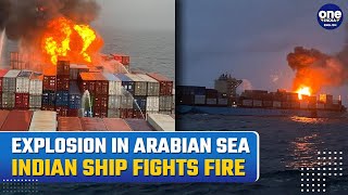 A Massive fire breaks out on a Maersk containership in the Arabian Sea rescue operation underway [upl. by Dibru]