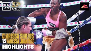 FOURWEIGHT WORLD CHAMP  Claressa Shields vs Vanessa Joanisse Fight Highlights [upl. by Wein624]