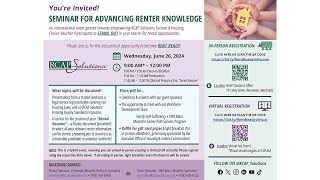 RCAP Solutions Seminar for Advancing Renter Knowledge 06262024 [upl. by Leidba926]