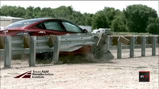 New guardrail crash test failure raises concerns for electric vehicle safety [upl. by Koblas559]