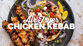 Air Fryer Chicken Kebab Recipe also suitable for oven or BBQ  Supergolden Bakes [upl. by Ettenwahs363]