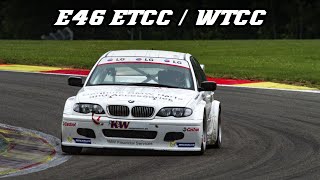 BMW E46 320i ETCC  WTCC  Straight6 sounds Flybys amp Downshifts [upl. by Afra]