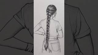 Girl Back Side Drawing  Pencil art  Lovely Aart  trending shorts [upl. by Neelehtak]