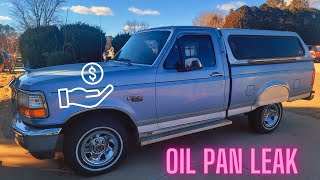 I fixed the oil leak on my 1996 F150 49 oil pan gasket replacement [upl. by Horowitz]