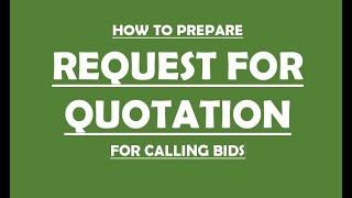 How to prepare RFQ  Request for Quotation Procurement [upl. by Reilly924]