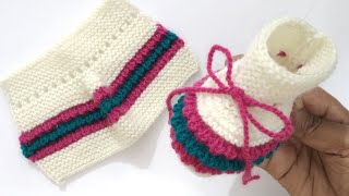 Knitting Baby Booties  Shoes  Socks  Woolen Socks [upl. by Isoj206]