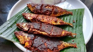 Fish Tawa Fry Mackarel  Bangude fish masala fry recipe [upl. by Erasaec]