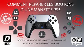 COMMENT RÉPARER LES BOUTONS MANETTE PS5 X ROND CARRE TRIANGLE R1 R2 L1 L2 PS FLÈCHE DIRECTION PLUS [upl. by Marjy]