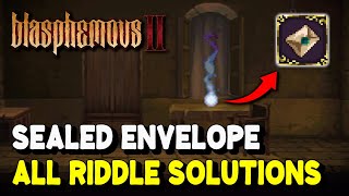 Blasphemous 2 All SEALED ENVELOPE Riddle Solutions A leap of faith Trophy  Achievement Guide [upl. by Aivato]