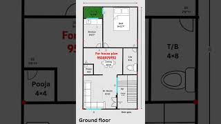 15×33 house plan1bhk with pooja room housedesign house houseplan [upl. by Nollat]