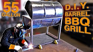 ONE OF A KIND BBQ Grill Made with a 55 Gallon Barrel  Full Build [upl. by Nnahgem]