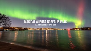 Magical Aurora Borealis in Stockholm  Real time in 4K 1412022 [upl. by Tebasile]